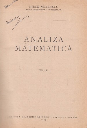 Analiza matematica, Volumul aal II-lea