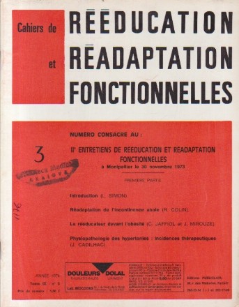 Cahiers de Reeducation et Readaptation Fonctionnelles 3/1974