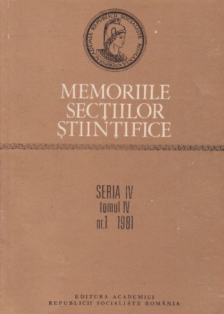 Memoriile sectiilor stiintifice. Seria IV, Tomul IV, nr. 1, 1981