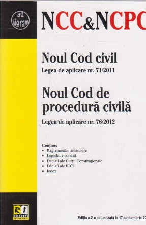 Noul Cod civil. Noul Cod de procedura civila. Editia a 2-a actualizata la 17 septembrie 2014